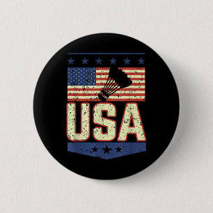 Patriottische Usa Amerikaanse Vlag Badminton Spele Ronde Button 5,7 Cm