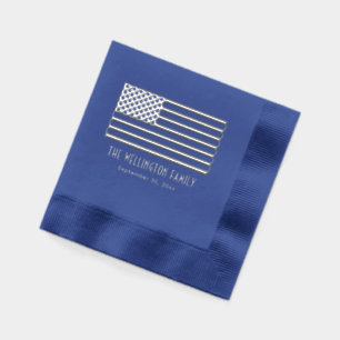 Patriottische USA Amerikaanse Vlag Naam Datum Folie Servetten