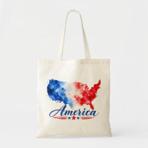 Patriottische USA-aquarelkaart boodschappentas