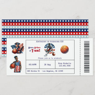 Patriottische USA Basketbal Ticket Verjaardagsfees Kaart