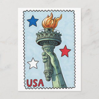 Patriottische USA Beeld-van-Vrijheid-Fakkel-Zegel- Briefkaart