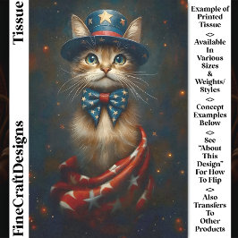 Patriottische USA Cat, Top Hat, Bow Stropdas CS2 D Tissuepapier