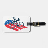 Patriottische USA Fietsen Amerikaanse vlag fietser Bagagelabel (Voorkant horizontaal)