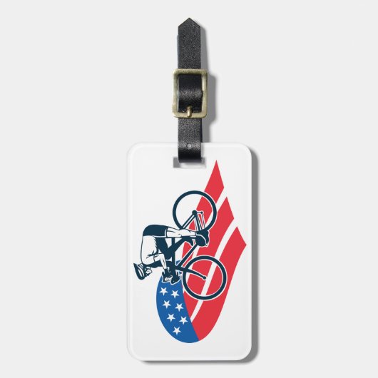 Patriottische USA Fietsen Amerikaanse vlag fietser Bagagelabel (Voorkant verticaal)