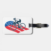 Patriottische USA Fietsen Amerikaanse vlag fietser Bagagelabel (Achterkant horizontaal)