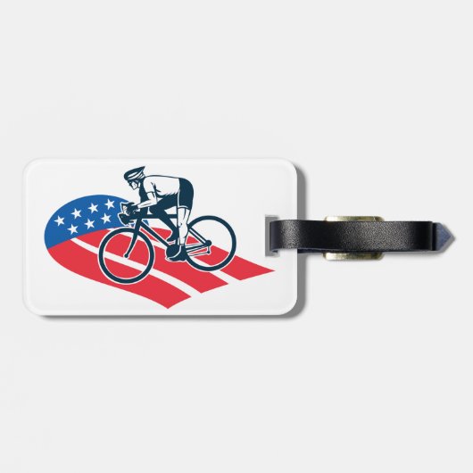 Patriottische USA Fietsen Amerikaanse vlag fietser Bagagelabel (Achterkant horizontaal)