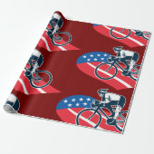 Patriottische USA Fietsen Amerikaanse vlag fietser Cadeaupapier (Uitgerold)