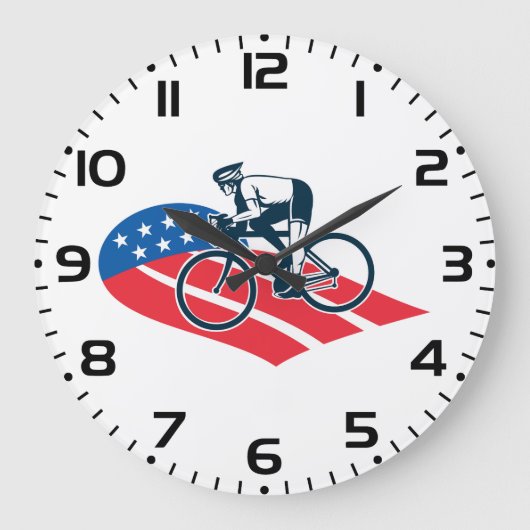 Patriottische USA Fietsen Amerikaanse vlag fietser Grote Klok (Voorkant)