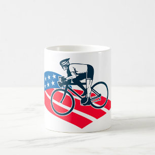 Patriottische USA Fietsen Amerikaanse vlag fietser Koffiemok