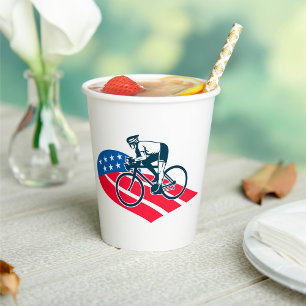 Patriottische USA Fietsen Amerikaanse vlag fietser Papieren Bekers