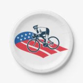Patriottische USA Fietsen Amerikaanse vlag fietser Papieren Bordje (Voorkant)