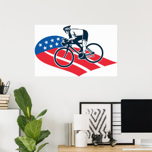 Patriottische USA Fietsen Amerikaanse vlag fietser Poster