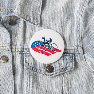 Patriottische USA Fietsen Amerikaanse vlag fietser Ronde Button 7,6 Cm