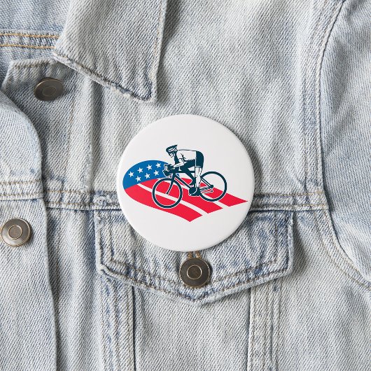Patriottische USA Fietsen Amerikaanse vlag fietser Ronde Button 7,6 Cm