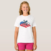 Patriottische USA Fietsen Amerikaanse vlag fietser T-shirt (Voorkant volledig)