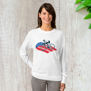 Patriottische USA Fietsen Amerikaanse vlag fietser T-shirt