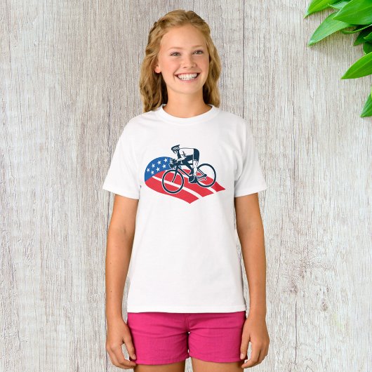 Patriottische USA Fietsen Amerikaanse vlag fietser T-shirt