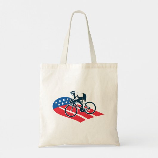 Patriottische USA Fietsen Amerikaanse vlag fietser Tote Bag (Achterkant)
