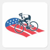 Patriottische USA Fietsen Amerikaanse vlag fietser Vierkante Sticker (Voorkant)