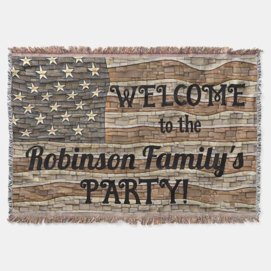 Patriottische USA Flag Stone Wall Kalligrafie Deken (Voorkant)