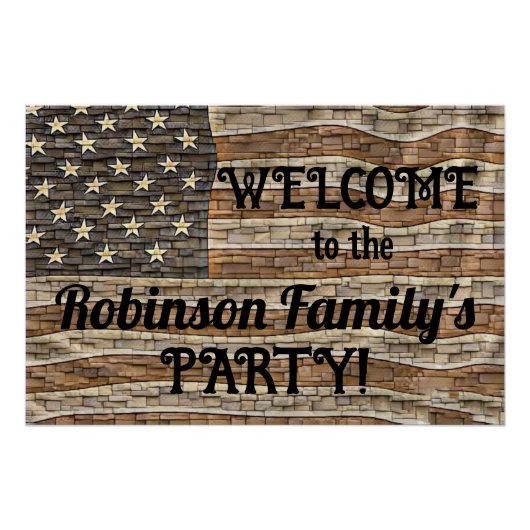  Patriottische USA Flag Stone Wall Kalligrafie Perfect Poster (Voorkant)