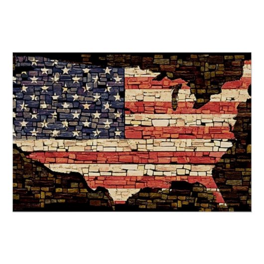 Patriottische USA Flag Tiled Stars en Stripes Perfect Poster (Voorkant)