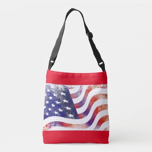 Patriottische USA Flag verstelbare riem Canvas tas (Achterkant)