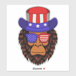 Patriottische USA-hoed dragende Bigfoot voor 4 jul Sticker