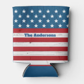 Patriottische USA juli 4e rustieke hout Amerikaans Blikjeskoeler (Voorkant)