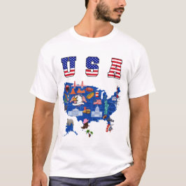 Patriottische USA kaart Amerikaanse symbolen USA k T-shirt