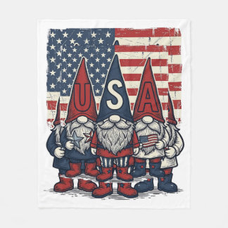 Patriottische USA-kabouter trio vintage vectorontw Fleece Deken