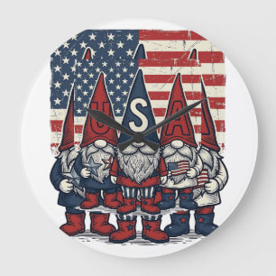 Patriottische USA-kabouter trio vintage vectorontw Grote Klok