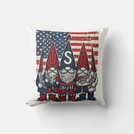 Patriottische USA-kabouter trio vintage vectorontw Kussen (Voorkant)