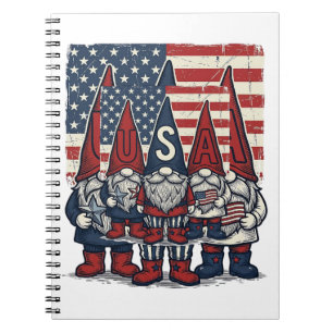 Patriottische USA-kabouter trio vintage vectorontw Notitieboek