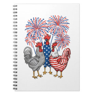 Patriottische USA Kip USA Hen 4 juli Notitieboek