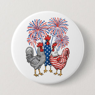 Patriottische USA Kip USA Hen 4 juli Ronde Button 7,6 Cm