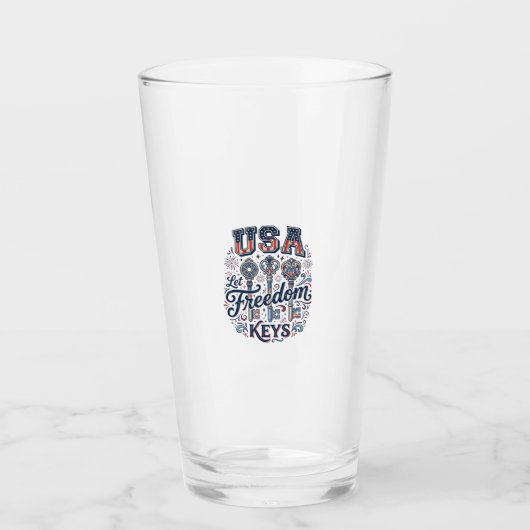 Patriottische USA Laat Vrijheid Sleutels Vector T- Glas (Voorkant)