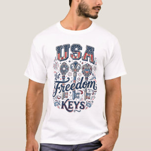 Patriottische USA Laat Vrijheid Sleutels Vector T- T-shirt