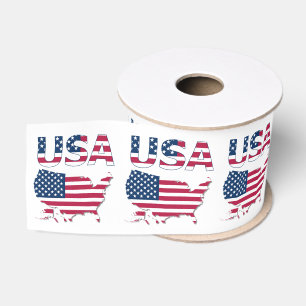Patriottische USA-lettering en Amerikaanse vlag ov Grosgrain Lint