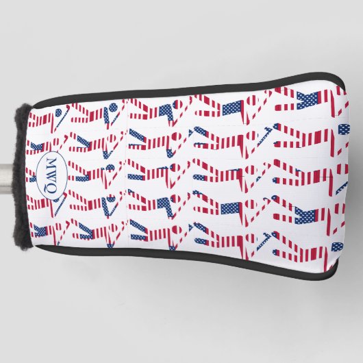 Patriottische USA-monogram PUTTER Golfheadcover (Voorkant)