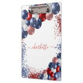 Patriottische usa rode witte ballonnen confetti klembord (Links)