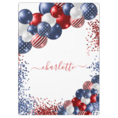 Patriottische usa rode witte ballonnen confetti klembord (Achterkant)