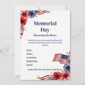 Patriottische USA Rode Witte Blauwe Uitnodiging (Voorkant)