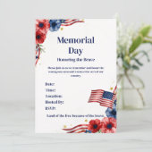 Patriottische USA Rode Witte Blauwe Uitnodiging (Staand voorkant)