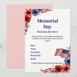 Patriottische USA Rode Witte Blauwe Uitnodiging