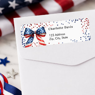 Patriottische USA rood wit blauwe strik retouradre Etiket