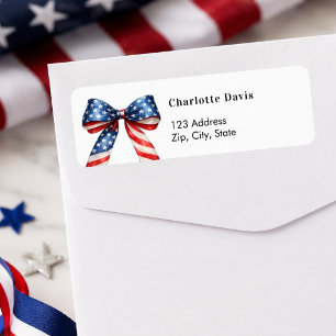 Patriottische USA rood wit blauwe strik retouradre Etiket