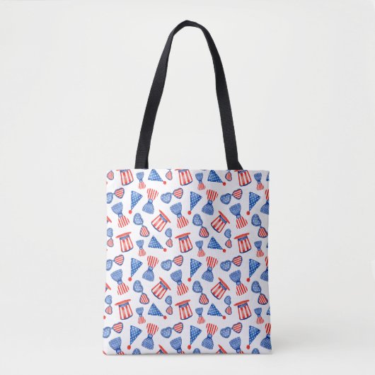 Patriottische USA Stars, Stripes en Bow Stropdasse Tote Bag (Voorkant)