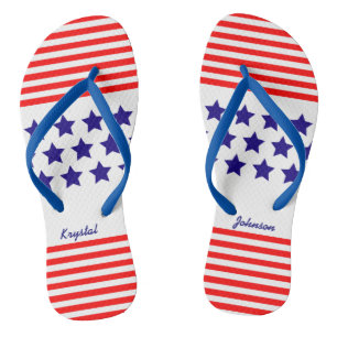 Patriottische USA Sterren en Strepen met Naam Teenslippers