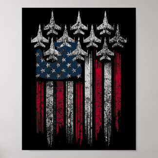 Patriottische Usa Vlag Gevechtsvliegtuigen Liefheb Poster